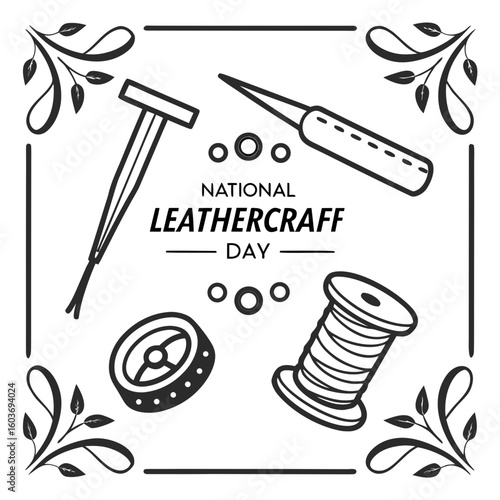 NATIONAL LEATHERCRAFT DAY vector illustration