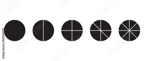 Pie chart icons. Progress sectors pie chart icon. Circle section graph. Vector illustrator