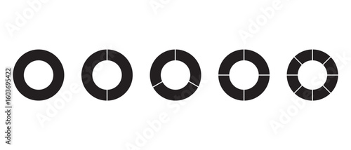 Pie chart icons. Progress sectors pie chart icon. Circle section graph. Vector illustrator