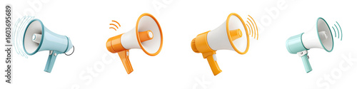 3D Cartoon Megaphones Collection - Annoucement, Promotion and Communication