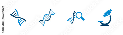 Solid vector icon of DNA, science, research, microscope, genes.