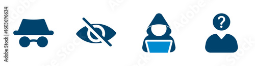 Icon of anonymity, hidden, hacker, stranger. Solid vector icon.