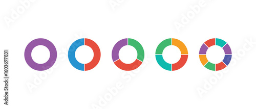 Pie chart icons. Progress sectors pie chart icon. Circle section graph. Vector illustrator