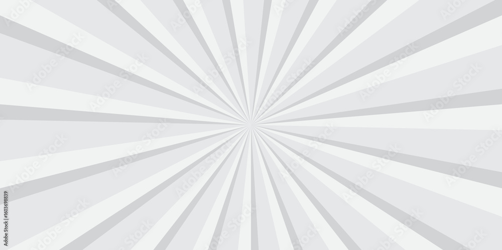 Obraz premium Abstract white and gray retro with sunburst pattern design. Vintage sunrays illustration swirl grunge spiral line. sun beam vector banner design and comic burst gradient concept pattern. 