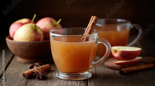 Steaming Spiced Apple Cider with Cinnamon Sticks