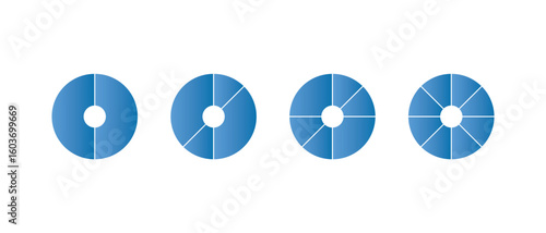 Pie chart icons. Progress sectors pie chart icon. Circle section graph. Vector illustrator