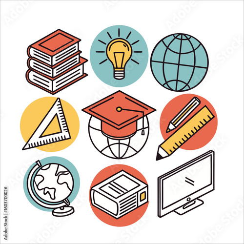 School and Education Icon Set for Web and Design Use