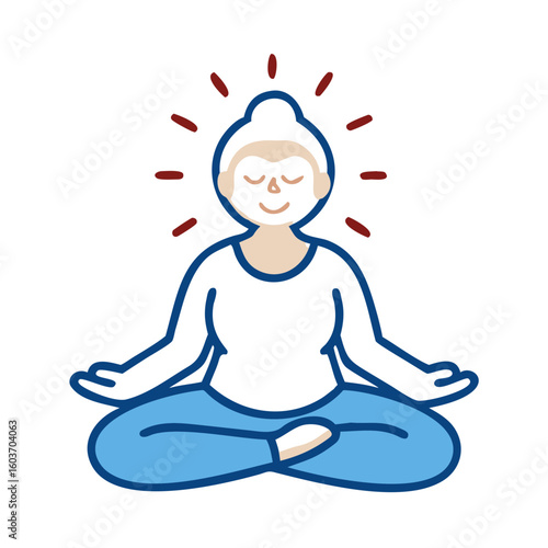 Elderly Person Meditates in Lotus Pose With Glowing Aura in Serene Environment