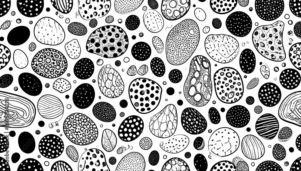 Abstract black and white pattern of textured circles Abstract black and white pattern of textured circles