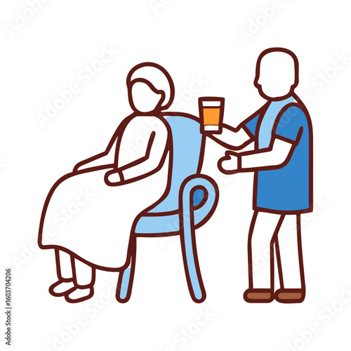 Nurse Provides Water to Elderly Patient in a Caring Healthcare Setting