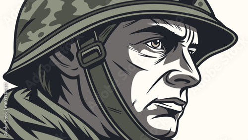 Camouflaged Infantry Soldier Portrait in Tactical Military Gear
