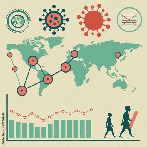 Infographic of virus mutation timeline and global impact generated by ai 