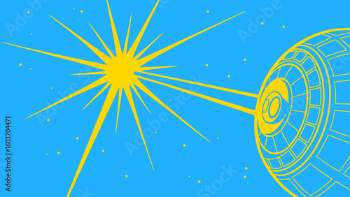 Space Station Laser Beam Explosion Illustration