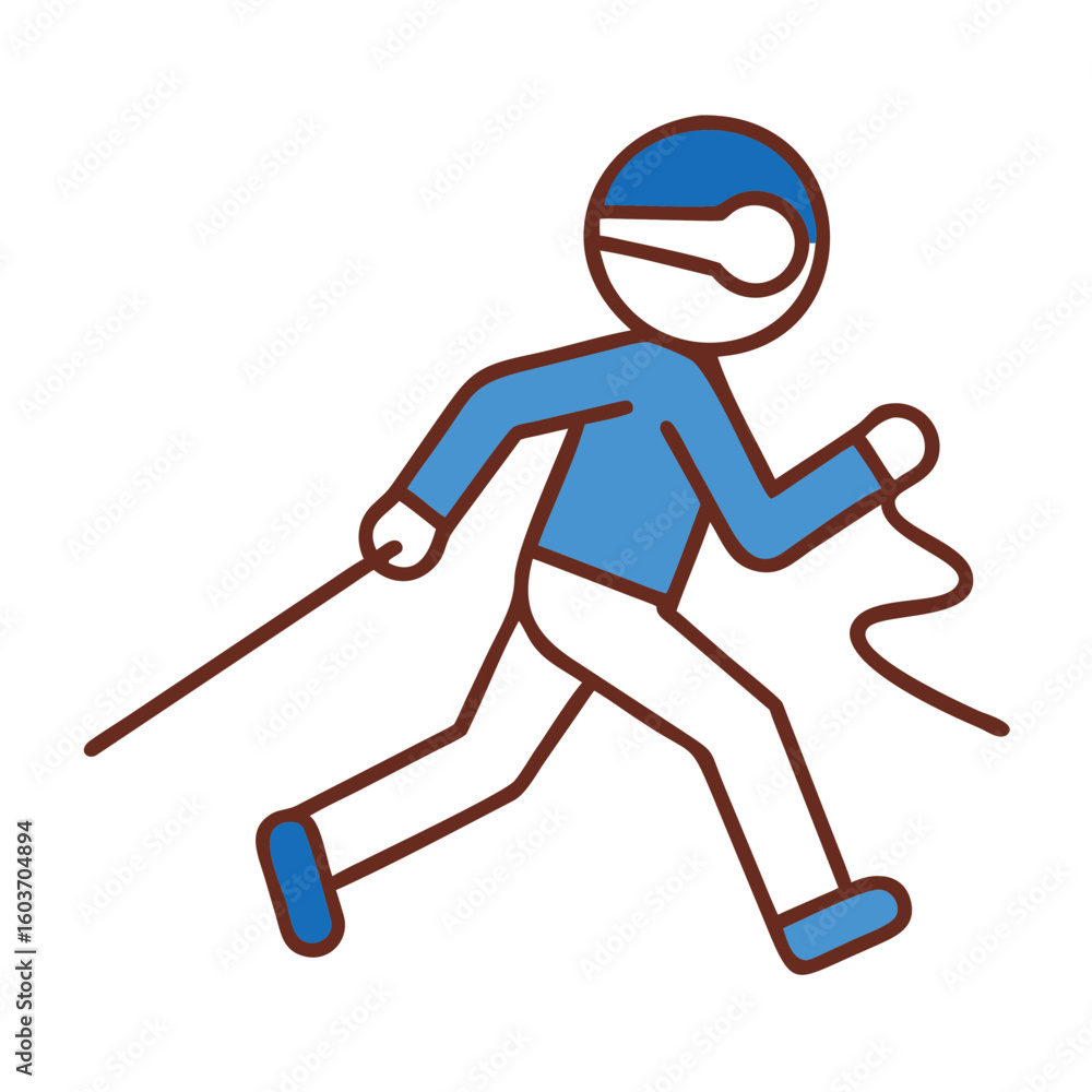 Obraz premium Visually Impaired Runner in Motion With Guide During Outdoor Training Session