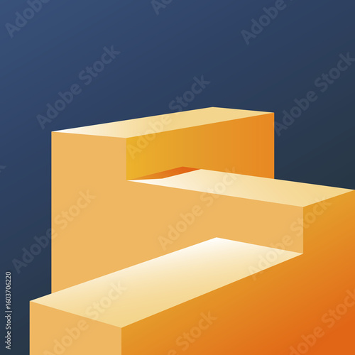 Pedestal podium yellow for product display stand empty space stage studio