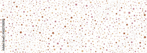 Gold confetti star seamless pattern. Yellow spark repeated wallpaper. Golden glitter sparkle repeating background.