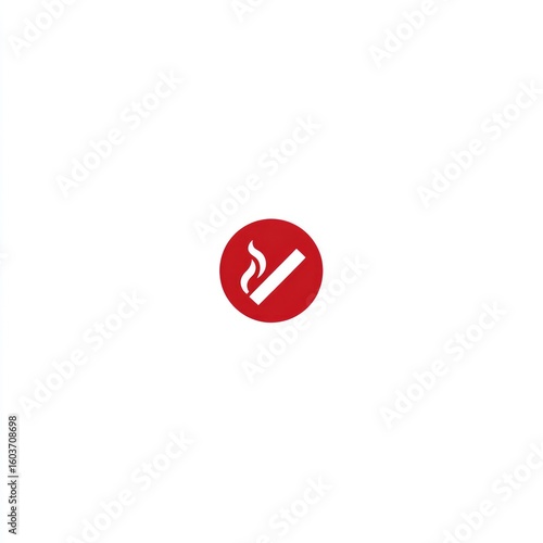 Red circle with white cigarette and smoke.  A checkmark is placed over the cigarette