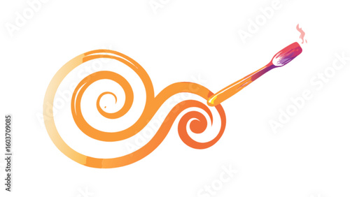 Abstract art design with burning match and smoke trail vector illustration for modern graphic design use