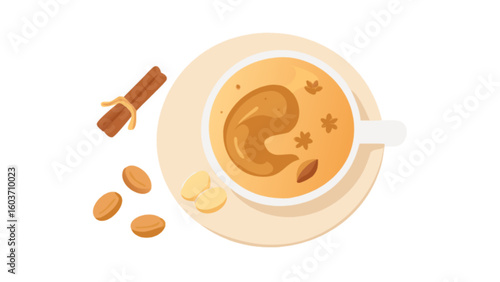 Delicious chai latte recipe with cinnamon and almond milk for a cozy winter drink at home today