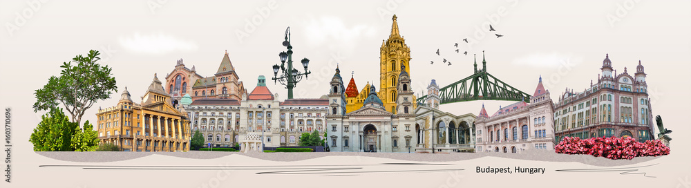 Fototapeta premium Art design of sights of Budapest at Hungary