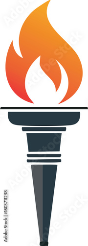 Illustration of an ancient Olympic torch with a burning flame, symbolizing spirit, victory, freedom, tradition, and inspiration. Perfect for historical or ceremonial themes