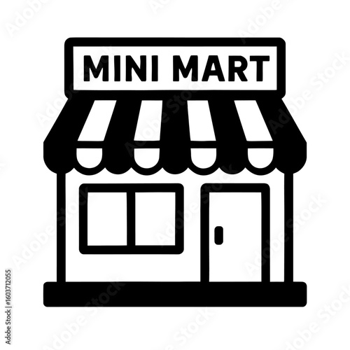 Mini Mart Convenience Store Building Vector Illustration - Retail and Local Business