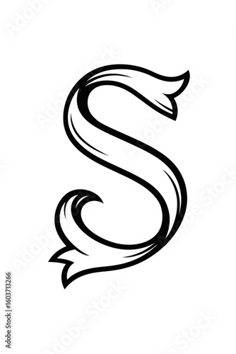 Decorative Vintage Capital Letter S Vector - Monogram and Typography Graphic