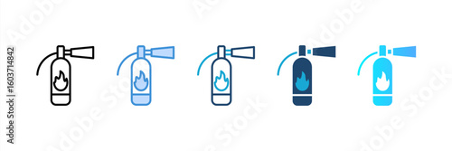 Fire Extinguisher icon set multiple style collection
