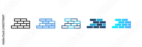 Brick icon set multiple style collection