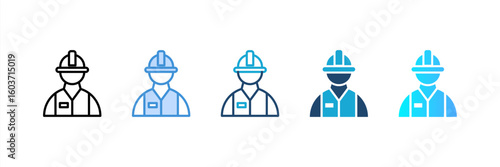 Worker icon set multiple style collection