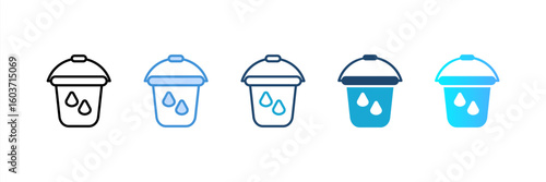 Water Bucket icon set multiple style collection