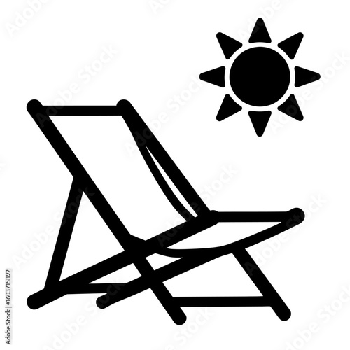 Deck Chair Under Sun - Beach Relaxation and Summer Leisure Illustration