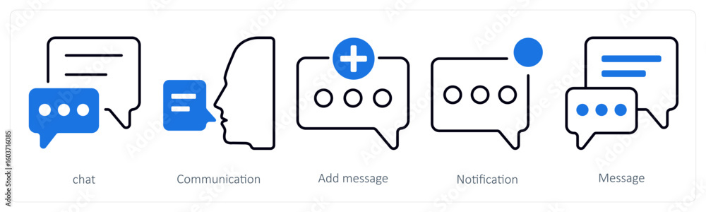 Fototapeta premium A set of 5 mix icons as chat, communication, add message