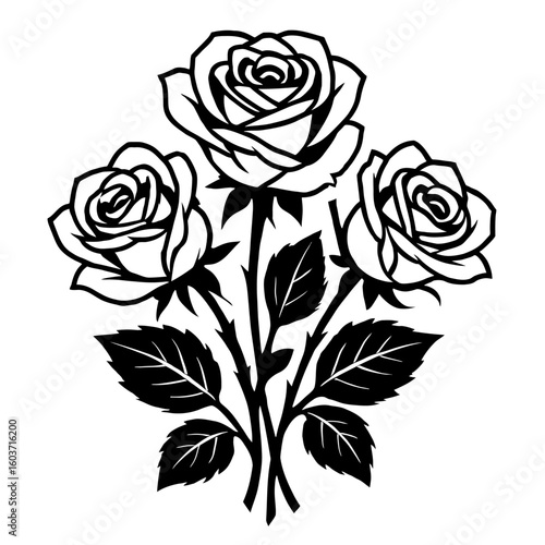 Wallpaper Mural Beautiful Three Roses Bouquet - Elegant Floral Arrangement Illustration Torontodigital.ca