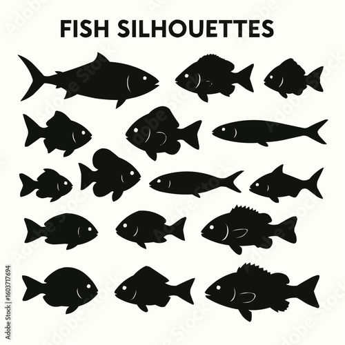set of fish silhouettes