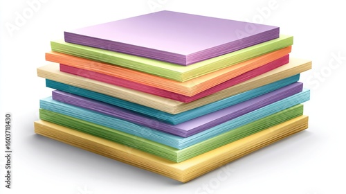 Wallpaper Mural A neat stack of colorful square sticky notes, varying pastel shades, arranged in a slightly offset manner, showcasing a vibrant and organized collection Torontodigital.ca