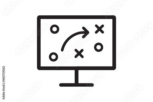 football tactics board icon silhouette vector with white background