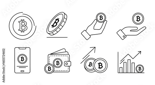 Bitcoin Transaction Icons: Cryptocurrency & Digital Finance