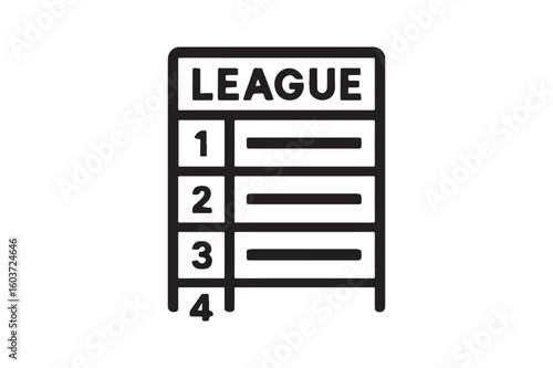 league ranking table icon silhouette vector with white background