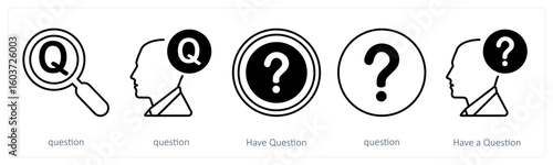 A set of 5 mix icons as question, have question, query
