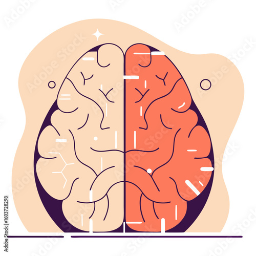 Human brain graphic with highlighted stroke area
