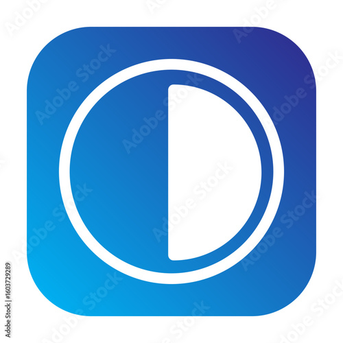 Vector graphic of a display contrast button, a minimalist circle icon for toggling between day and night modes.
