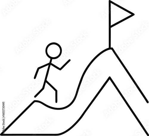 Line style icon for perseverance mountain path isolated on transparent background