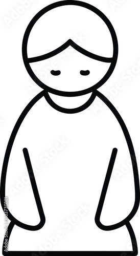 Line style icon of a bowed head representing humility isolated on transparent background