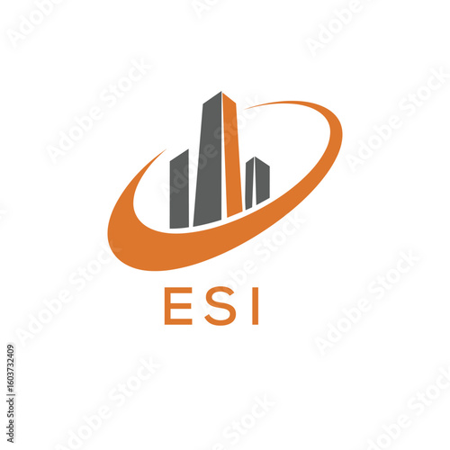 Classic Shield Logo with Stars and ESI Letters – Premium Badge or Security Brand Identity. ESI Letter Logo.
