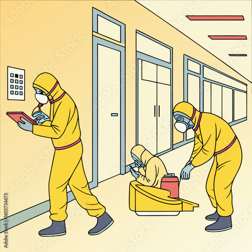 Medical team in hazmat suits fighting virus outbreak generated by ai