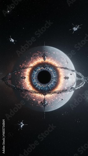 Cosmic Eye A Celestial Sphere with Starry Surroundings