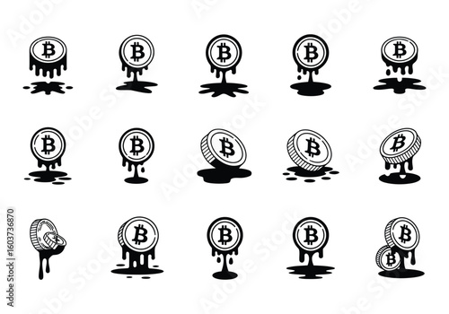 Bitcoin Meltdown Concept Illustration for Cryptocurrency Market Decline and Investment Risk Awareness in Technology and Finance Industries