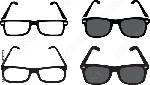 Glasses Icon Set  Simple Eyeglasses  Sunglasses  Transparent PNG  Vector