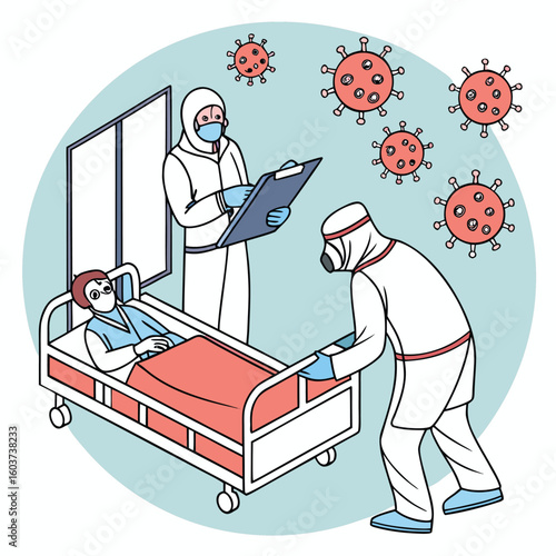 Medical team in hazmat suits fighting virus outbreak generated by ai